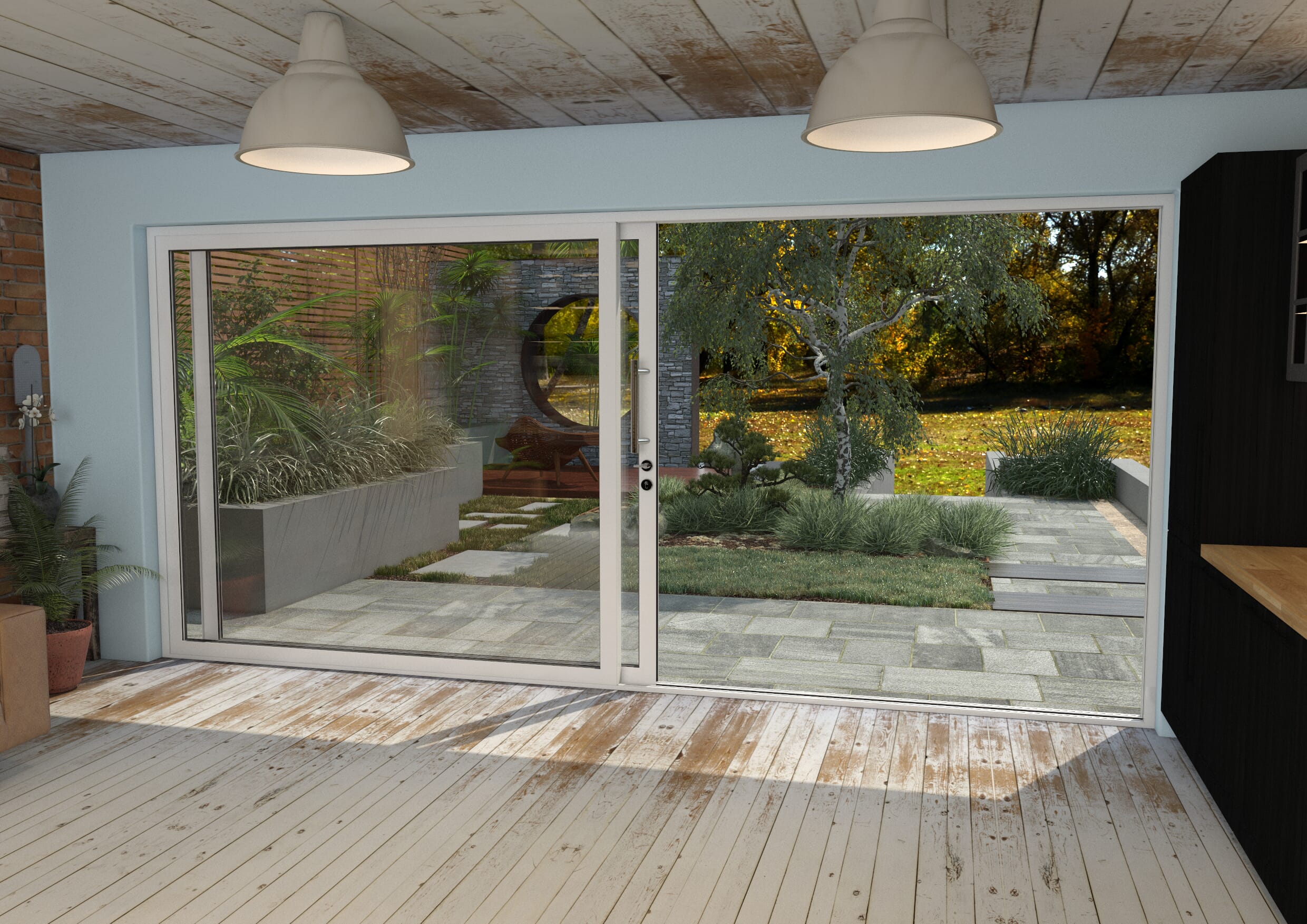 Part Q 4500mm White Aluminium Sliding Doors LH Sliding / RH Fixed