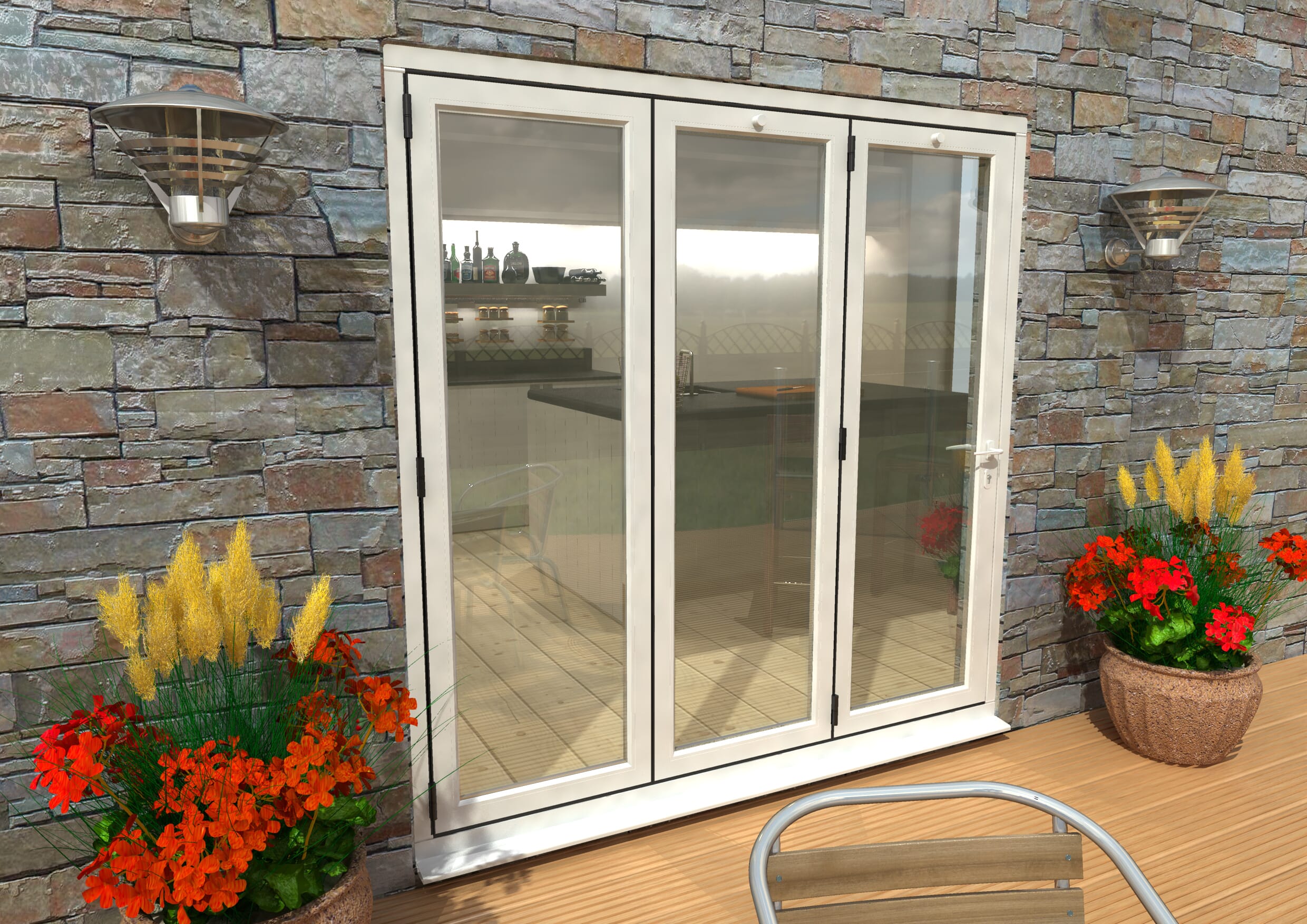 White Aluminium Bifold Patio Doors By Climadoor