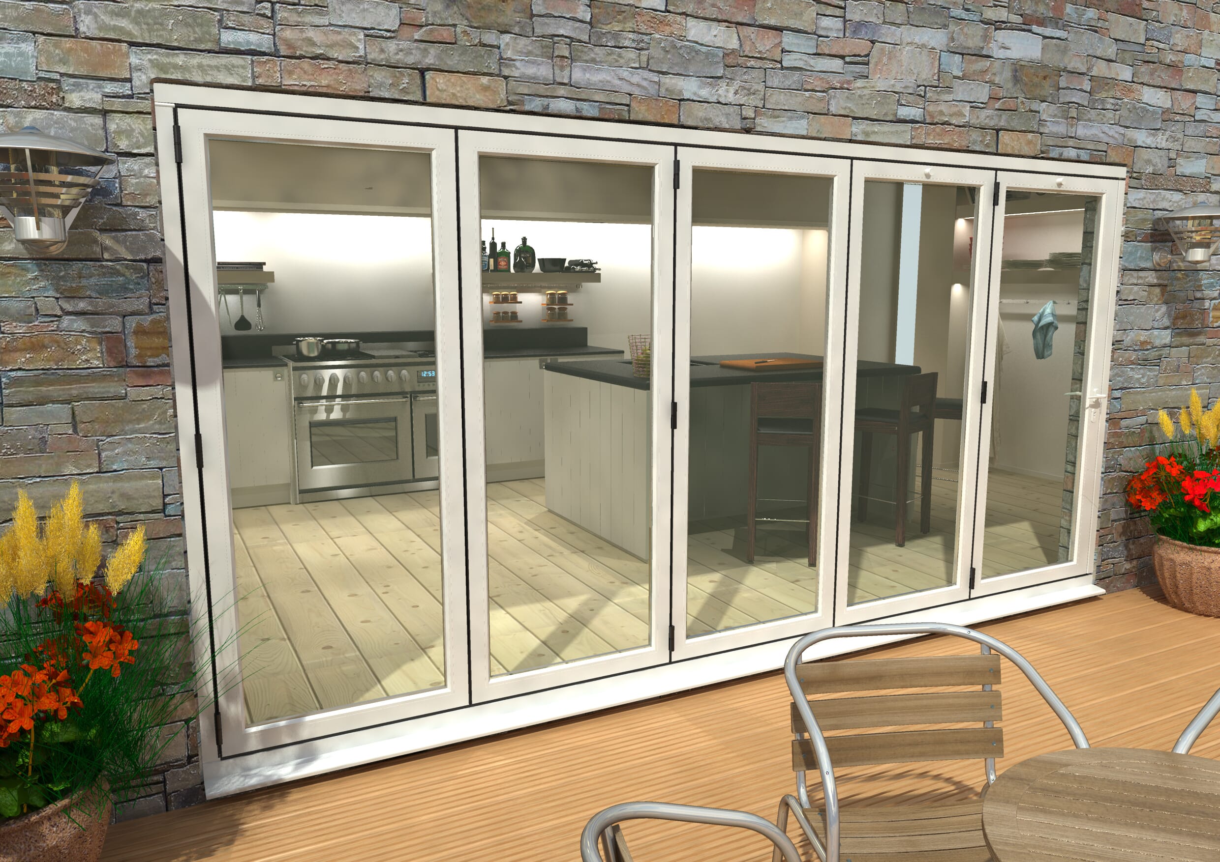 White Aluminium Bifold Patio Doors By Climadoor