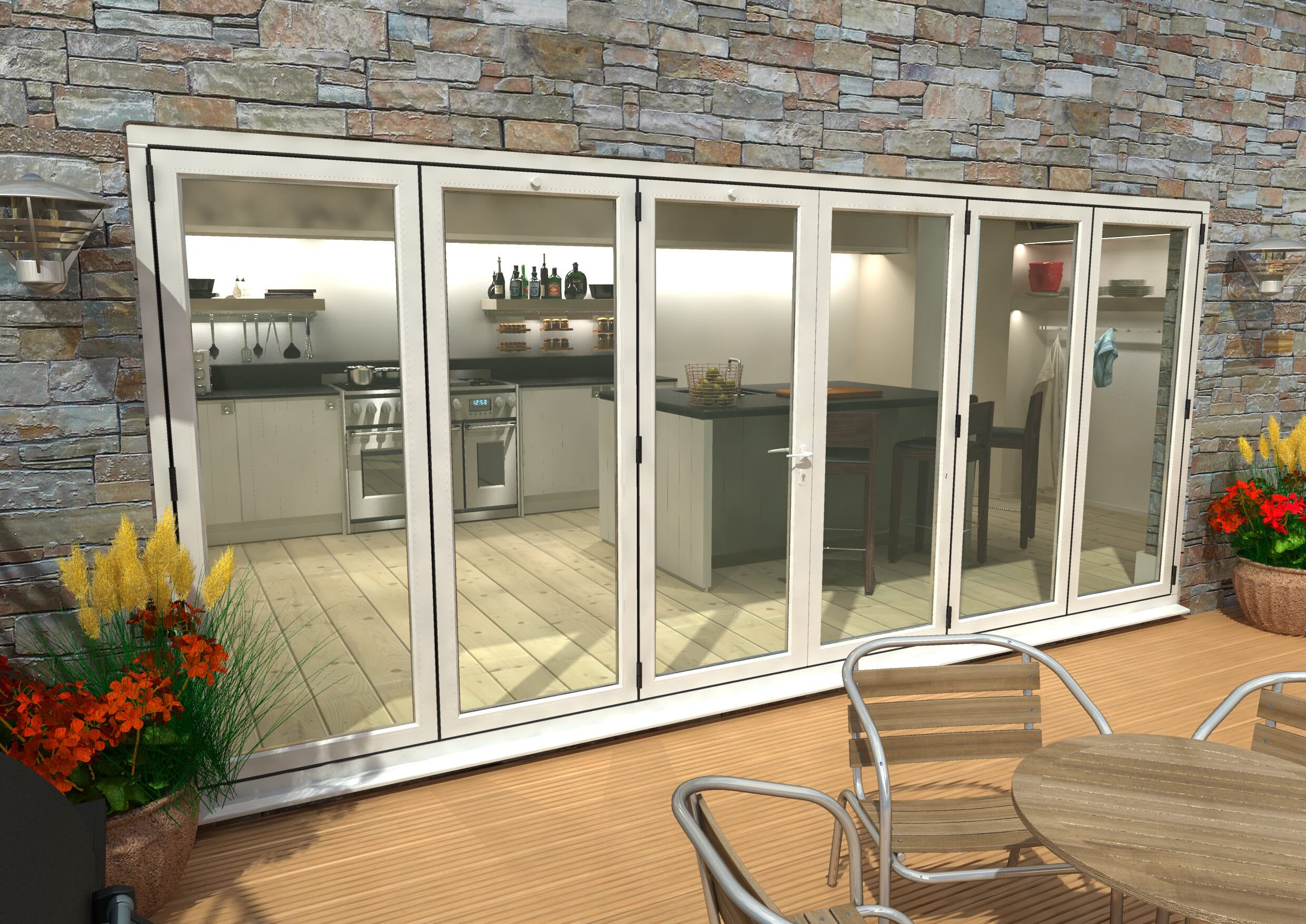 White Aluminium Bifold Patio Doors By Climadoor