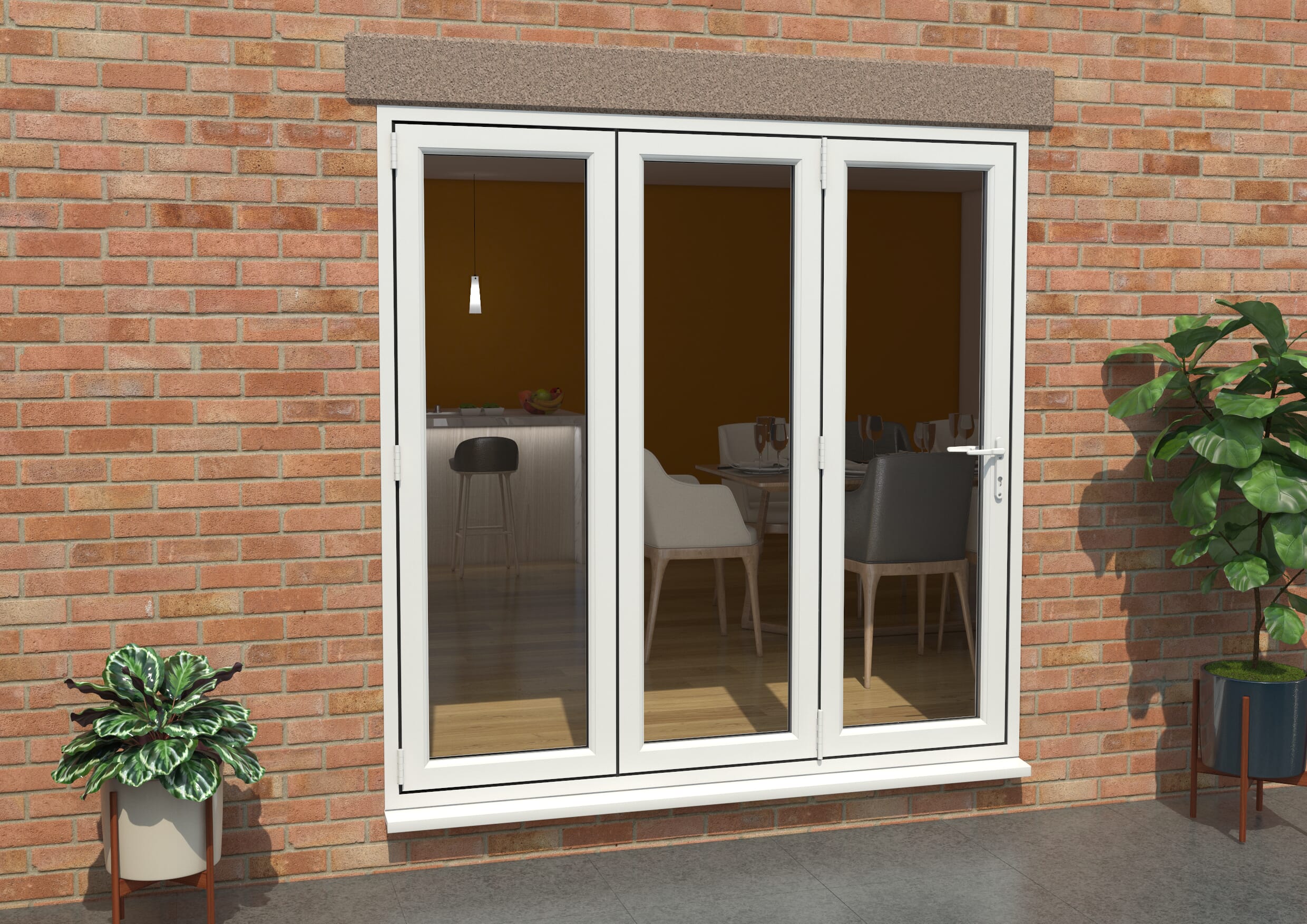 White 2100mm Upvc Bi-fold Door Open Out 3l Bifold Doors At Climadoor