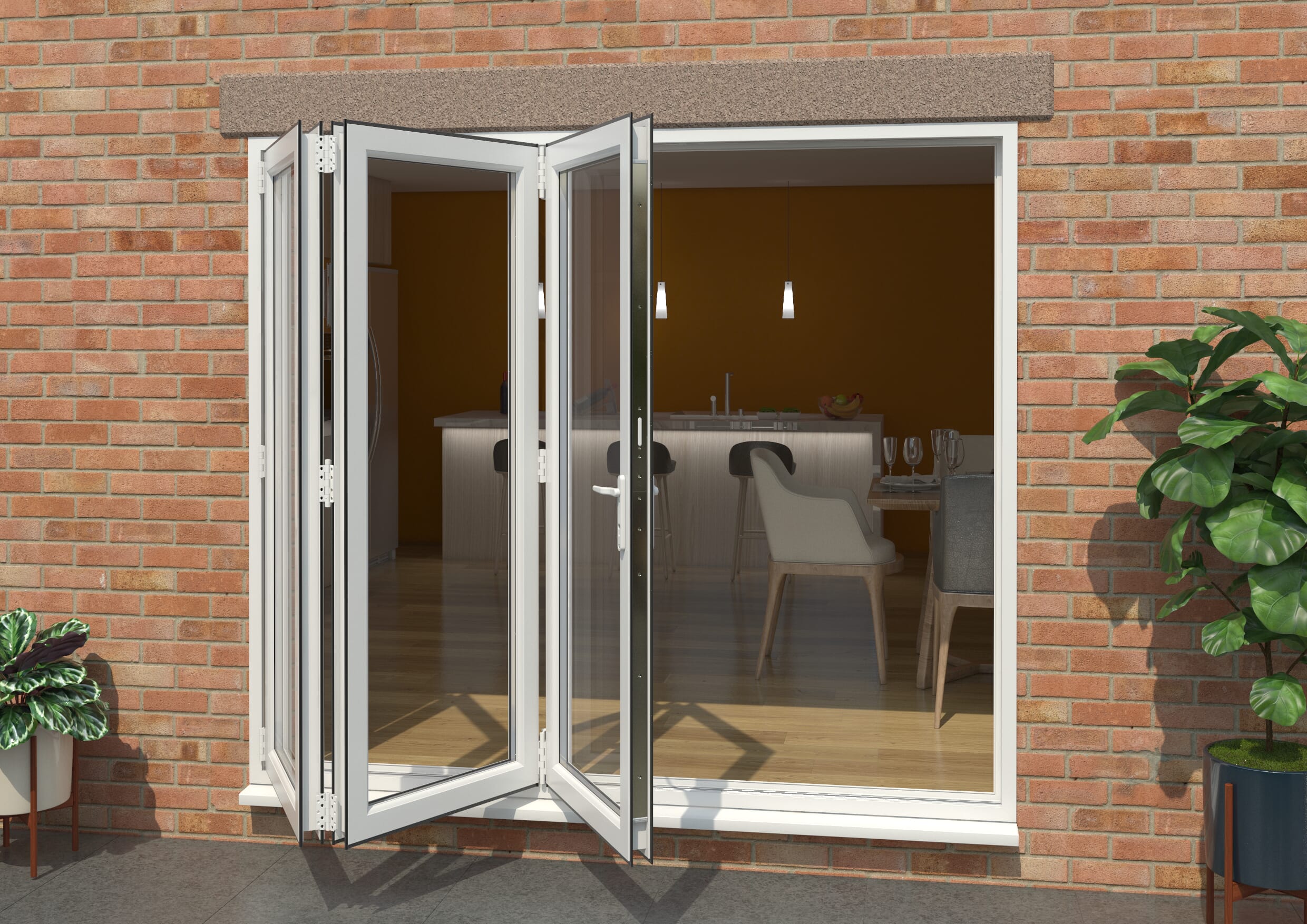 White 2400mm UPVC Bi-Fold Door OPEN OUT 3L