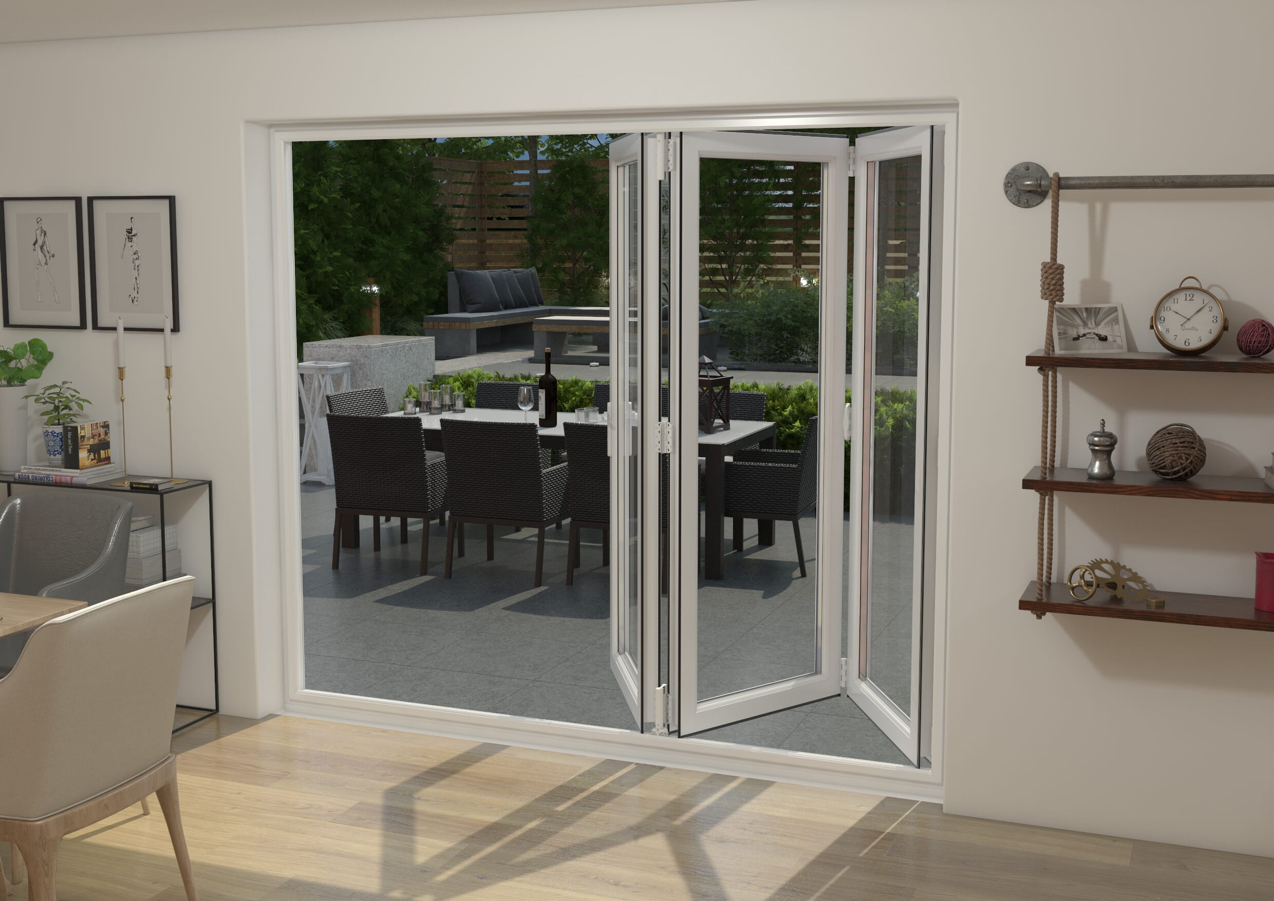 White 2400mm UPVC Bi-Fold Door OPEN OUT 3L