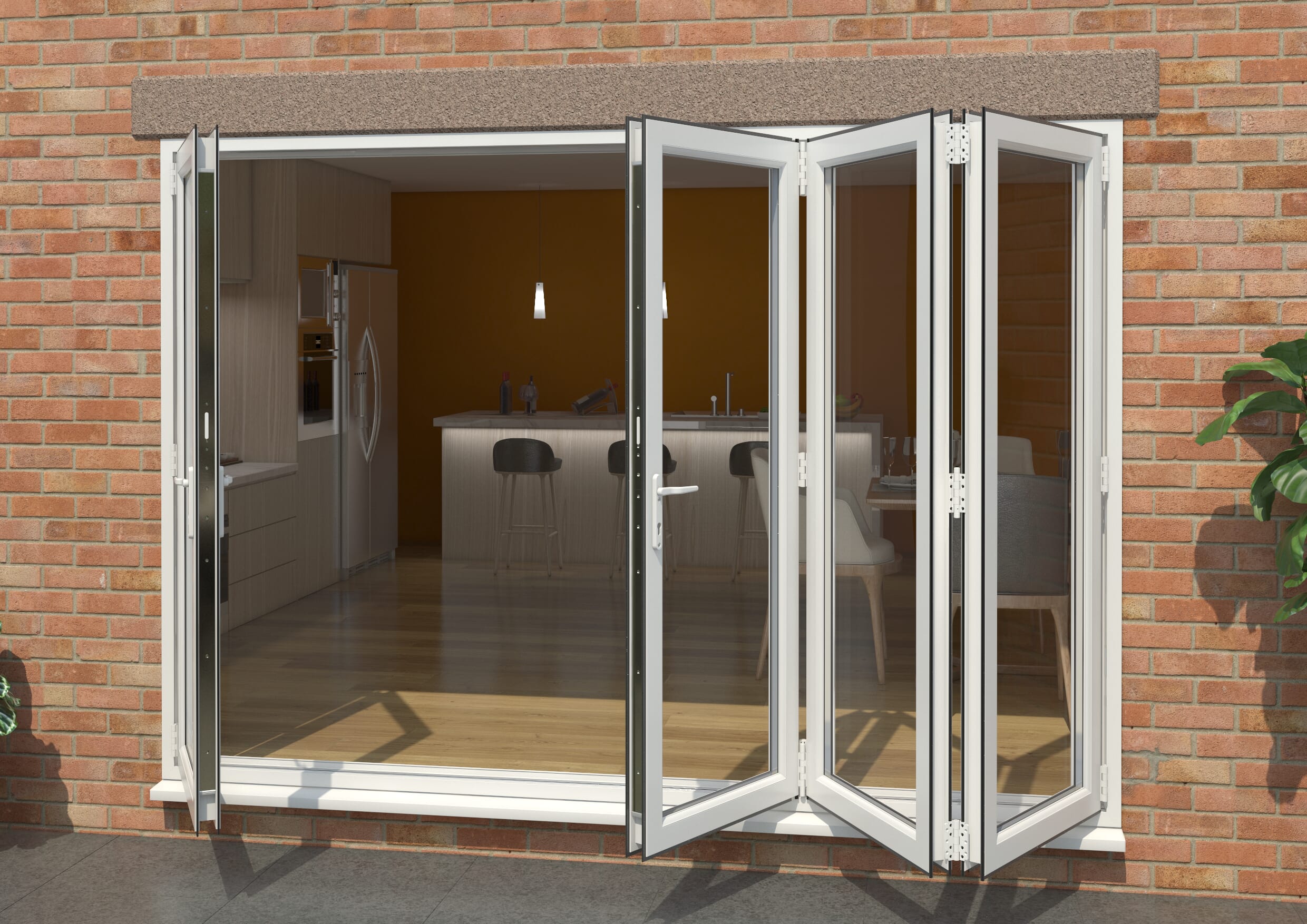 White 3000mm Upvc Bi-fold Door Open Out 1l/3r Bifold Doors At Climadoor