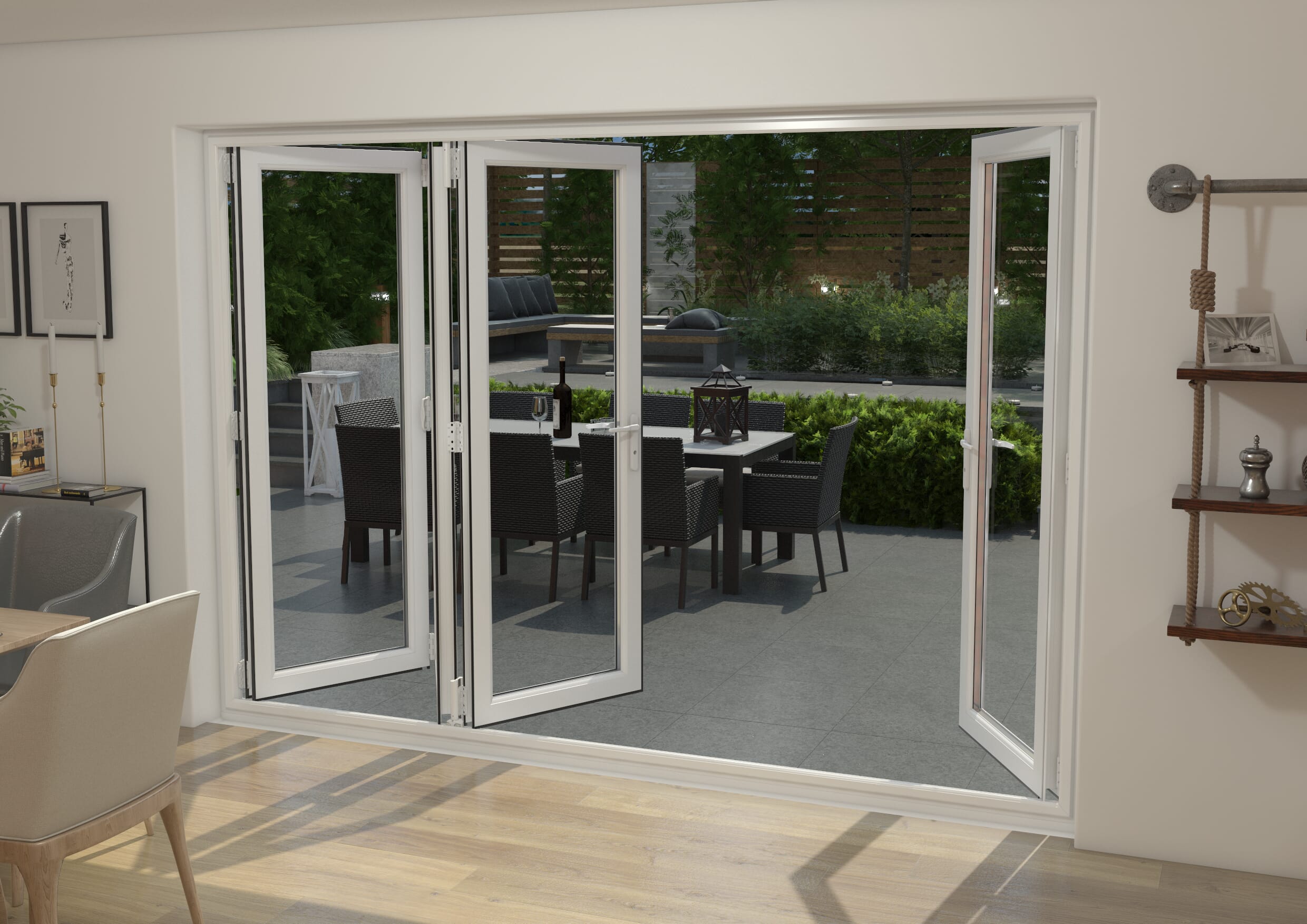 White 3000mm UPVC Bi-Fold Door OPEN OUT 1L/3R
