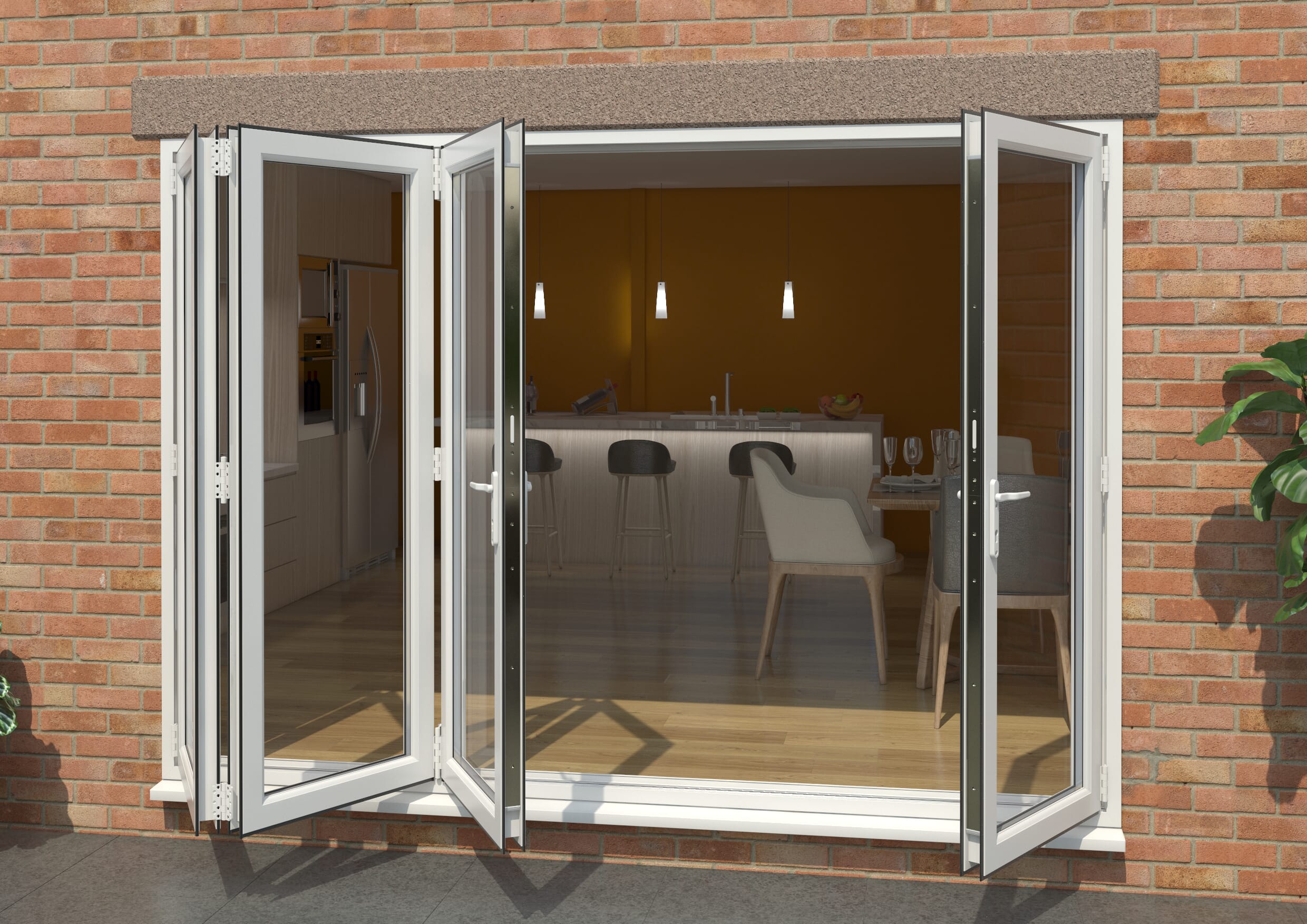 White 3000mm UPVC Bi-Fold Door OPEN OUT 3L/1R At Vivid Doors