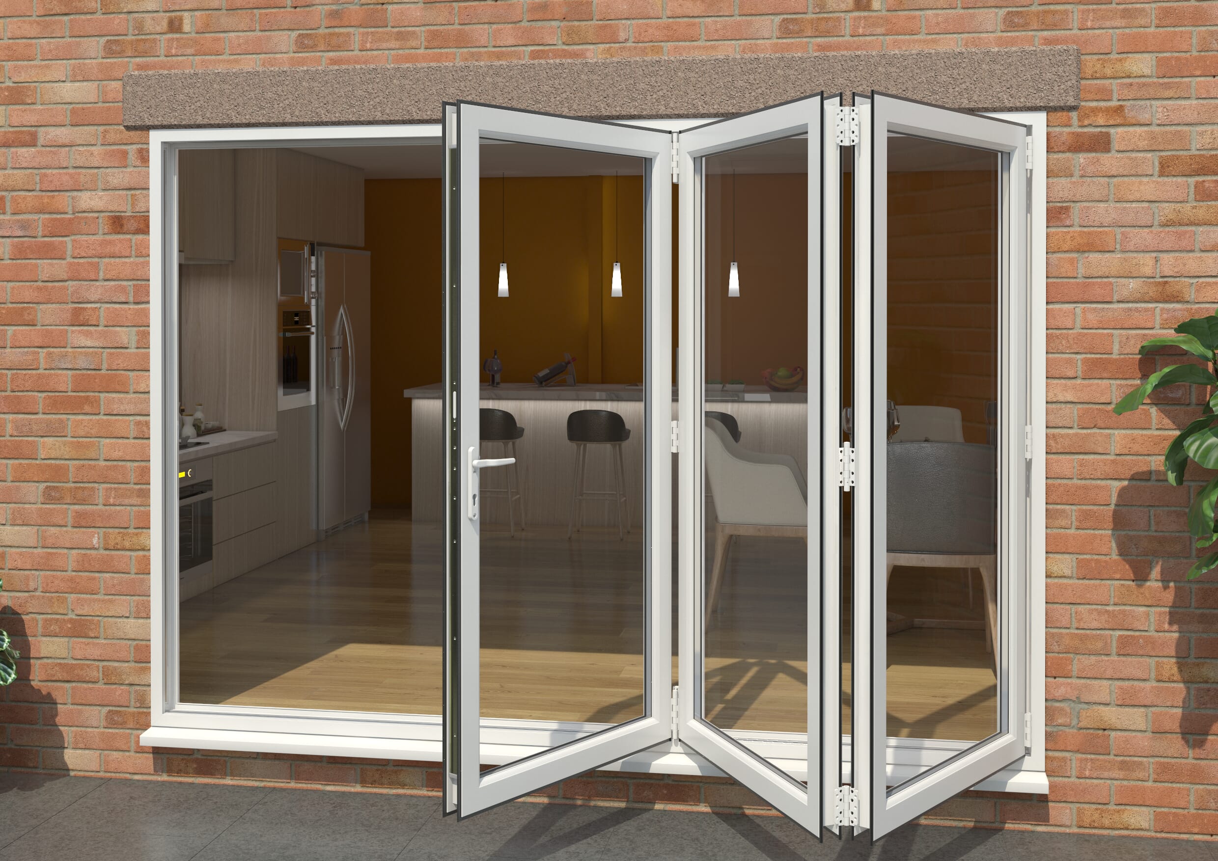 White 3000mm UPVC Bi-Fold Door OPEN OUT 3R UPVC Bifold Door