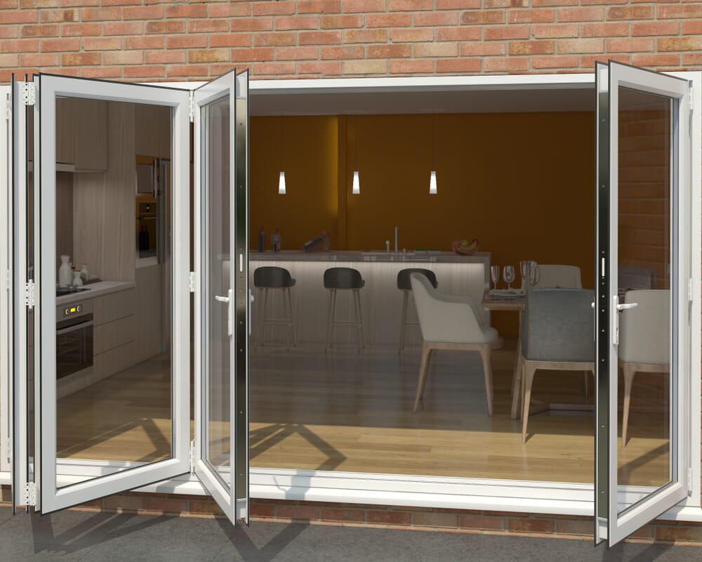 White 3600mm UPVC Bi-Fold Door OPEN OUT 3L/1R
