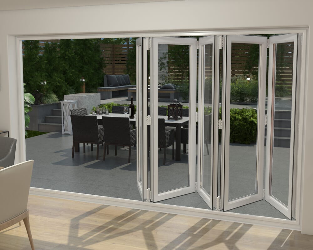 White 3600mm UPVC Bi-Fold Door OPEN OUT 5L