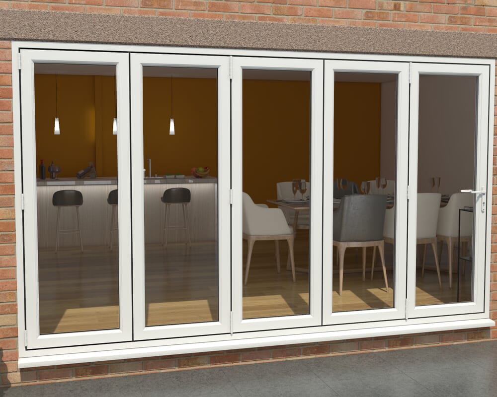 White 3600mm UPVC Bi-Fold Door OPEN OUT 5L
