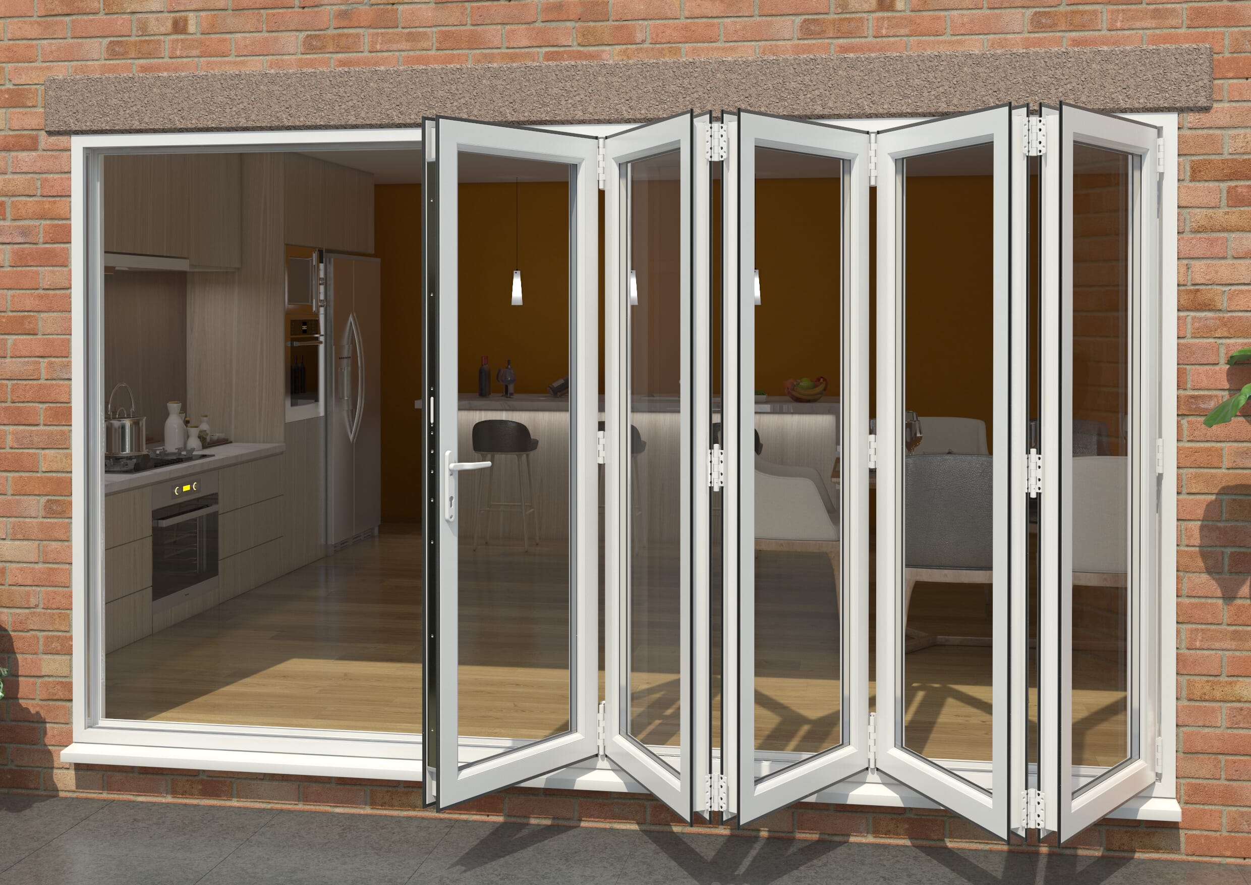 White 3600mm UPVC Bi-Fold Door OPEN OUT 5R