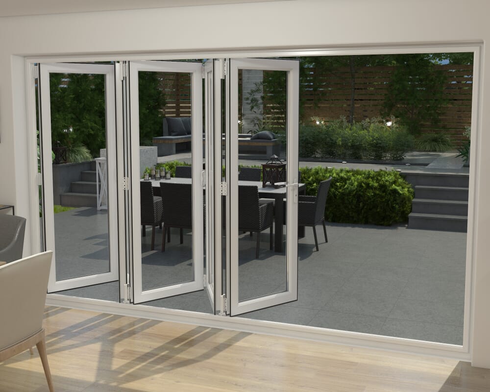 White 3600mm UPVC Bi-Fold Door OPEN OUT 5R