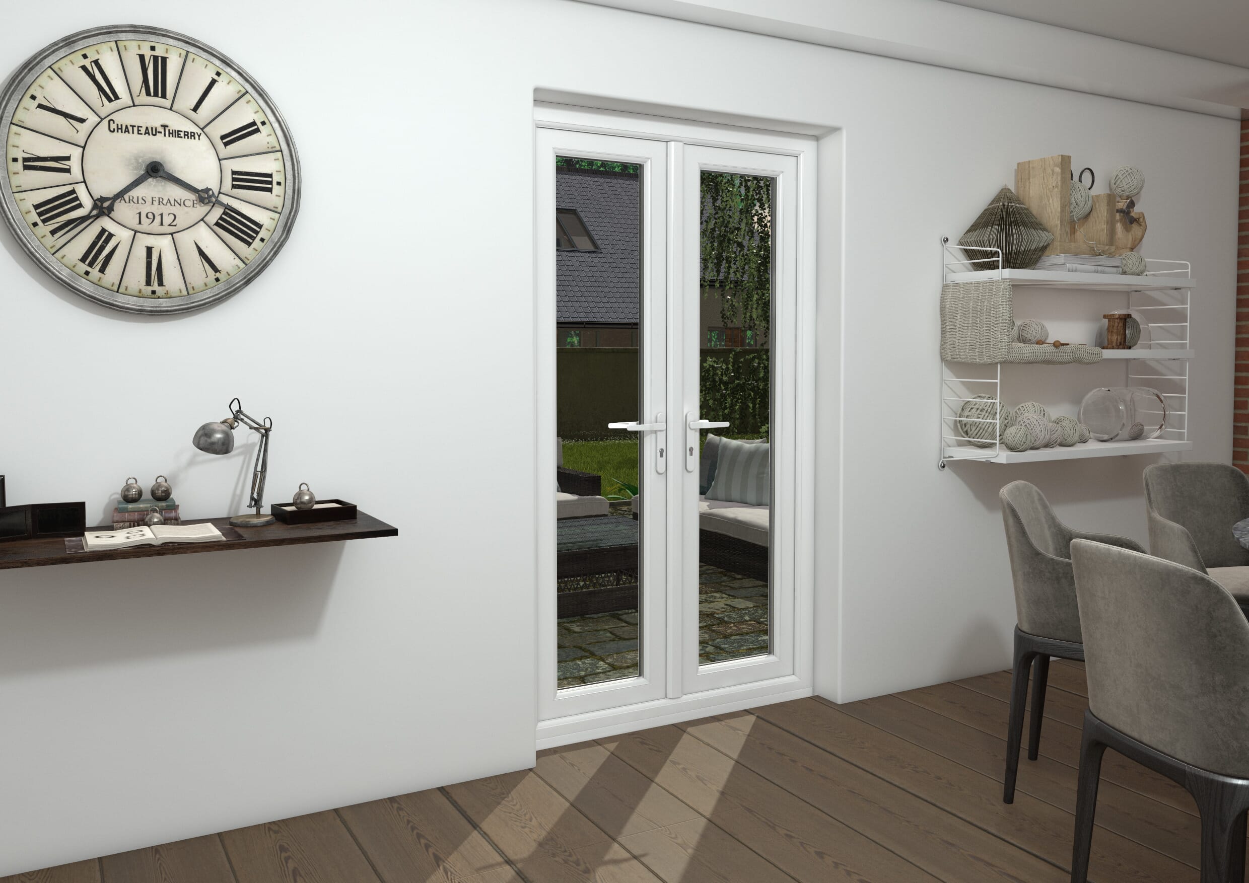 1200mm White UPVC French Doors