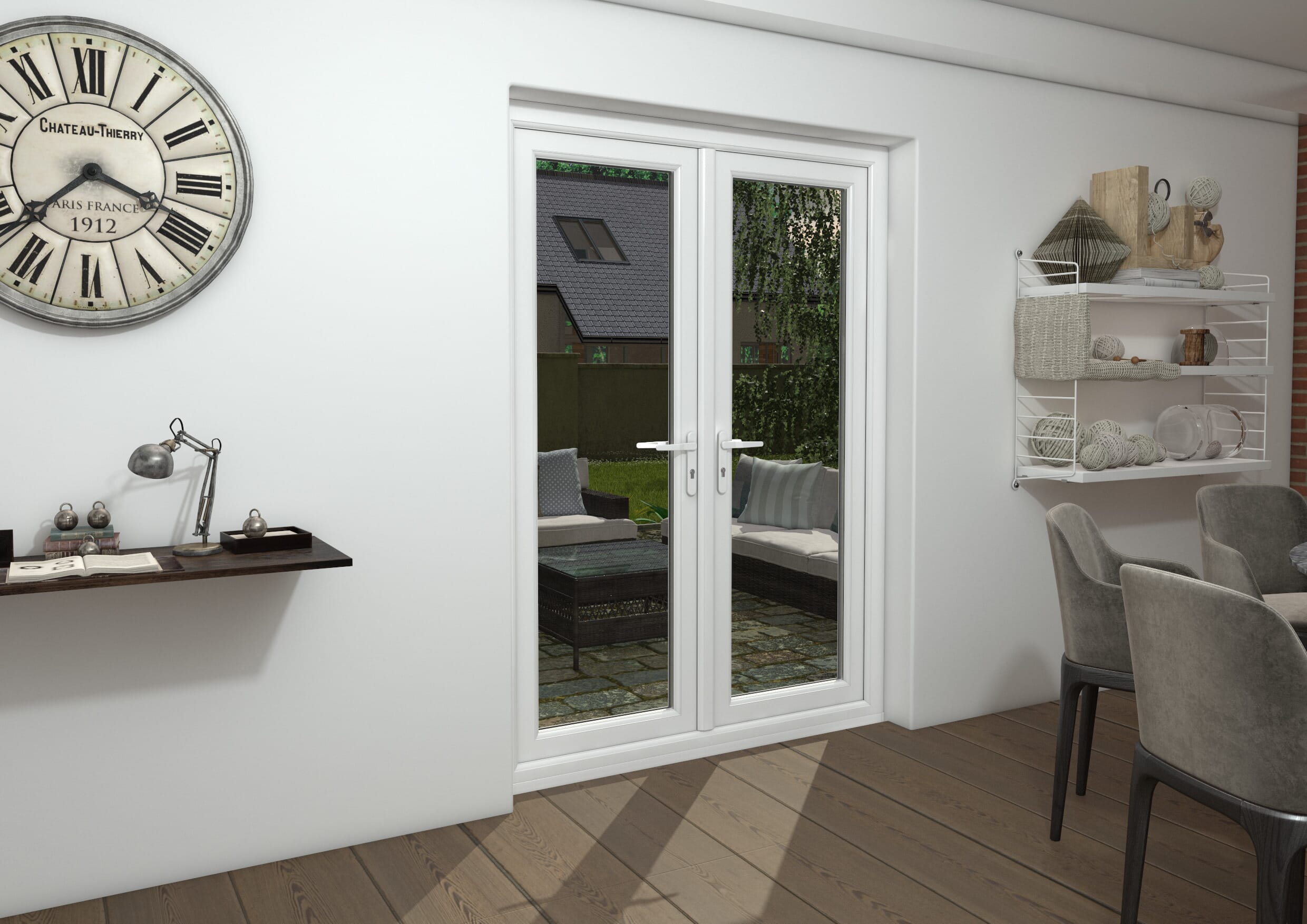 1500mm White UPVC French Doors