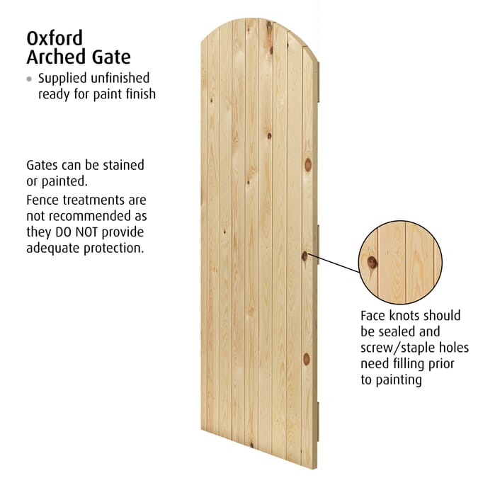 1829 x 915 x 38mm Oxford Arched Pine Gate