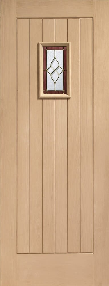 Oak M&T Triple Glazed Chancery Onyx with Brass Caming