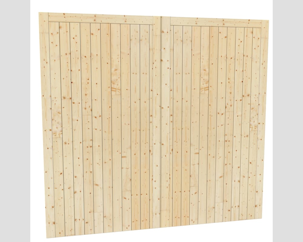 1981x2135x44mm (HxWxD) Framed, Ledged and Braced Solid Pine Garage Door Pair