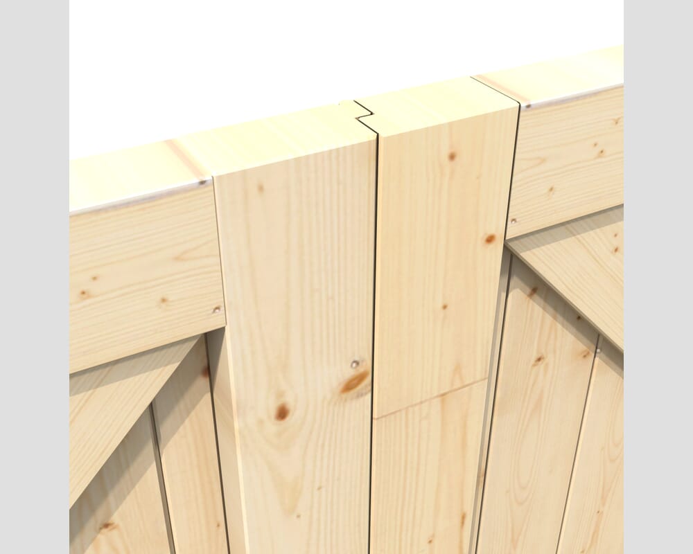 1981x2135x44mm (HxWxD) Framed, Ledged and Braced Solid Pine Garage Door Pair