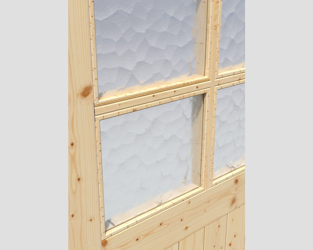 2135x2135x44mm (HxWxD) Framed, Ledged and Braced Solid Pine Garage Door Pair with Flemish Glass