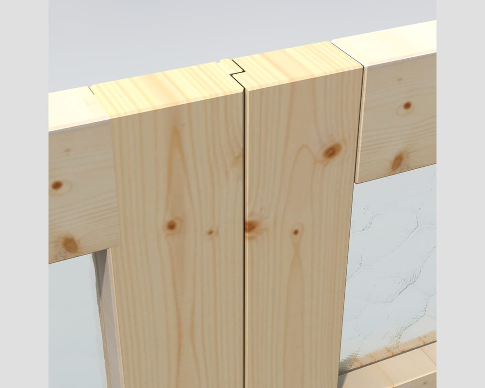 2135x2135x44mm (HxWxD) Framed, Ledged and Braced Solid Pine Garage Door Pair with Flemish Glass