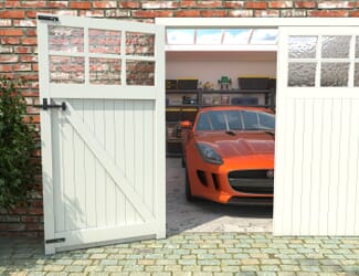 Framed, Ledged and Braced Solid Pine Garage Door with Flemish Glass