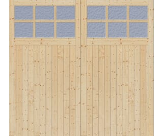 Framed, Ledged and Braced Solid Pine Garage Door Pair with Flemish Glass