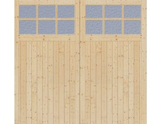 Framed, Ledged and Braced Solid Pine Garage Door Pair with Flemish Glass
