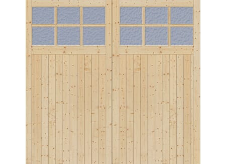 Framed, Ledged and Braced Solid Pine Garage Door Pair with Flemish Glass