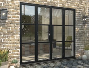2100mm Black Heritage Aluminium French Doors with Sidelights