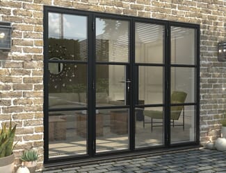 2700mm Black Heritage Aluminium French Doors with Sidelights