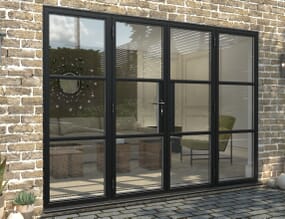 3000mm Black Heritage Aluminium French Doors with Sidelights