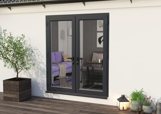Climadoor UPVC French Doors - Grey Out / White In