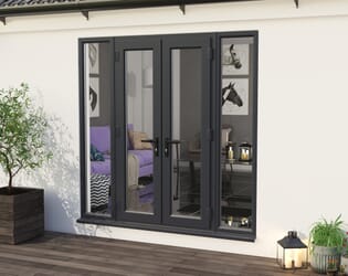 2100mm UPVC Grey Outer / White inner French Doors (1500mm Doors + 2 x 300mm Sidelights)