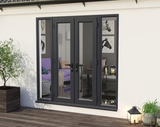 2100mm Part Q UPVC Grey Outer / White inner French Doors (1500mm Doors + 2 x 300mm Sidelights)