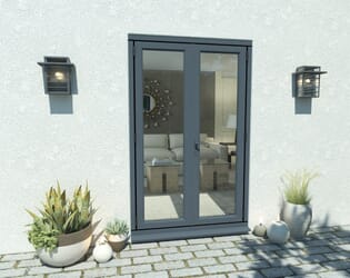 1200mm Open Out Grey Aluminium French Doors