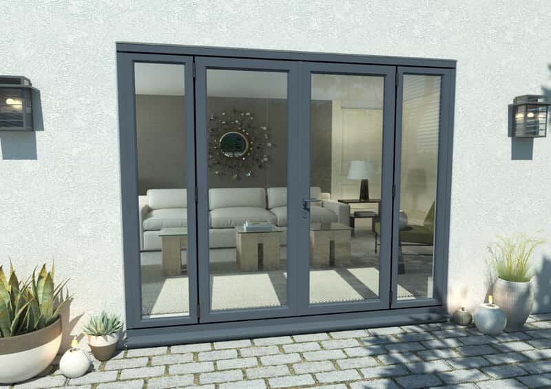 Anthracite Grey Aluminium French Doors, Sliding French Doors With Sidelights