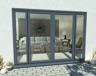 2400mm Open Out Grey Aluminium French Doors (1800mm Doors + 2 x 300mm Sidelights)
