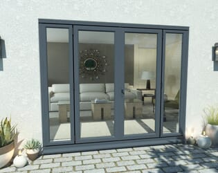 2400mm Open Out Grey Aluminium French Doors (1500mm Doors + 2 x 450mm Sidelights)