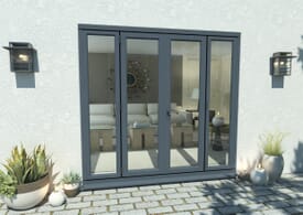 2400mm Open Out Grey Aluminium French Doors (1200mm Doors + 2 x 600mm Sidelights)