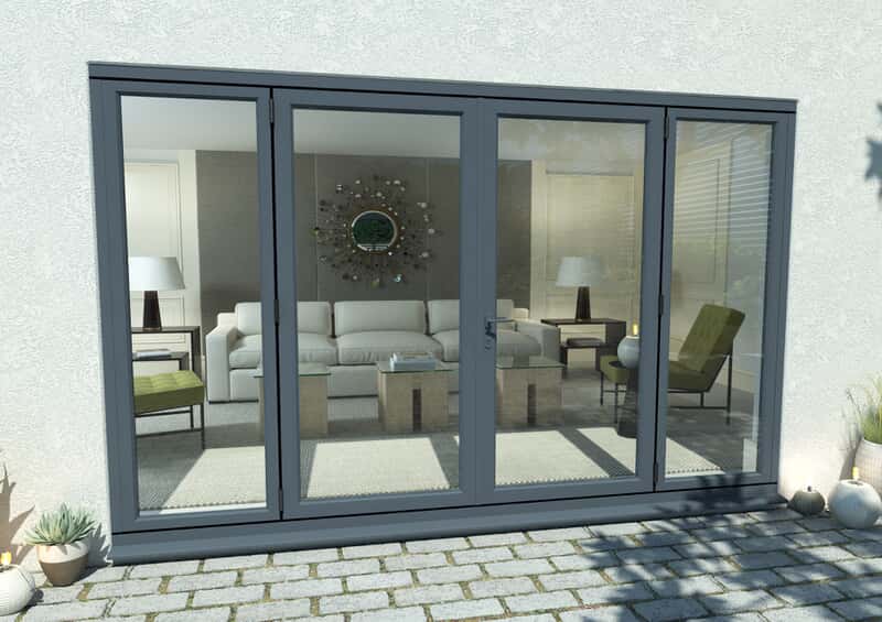 3000mm Open Out Grey Aluminium French, Patio Door With Sidelights That Open
