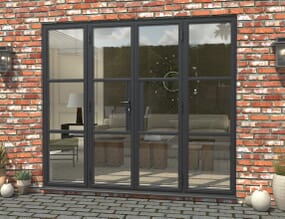 2100mm Grey Heritage Aluminium French Doors with Sidelights