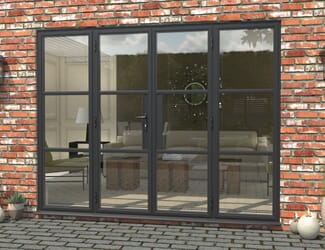 2700mm Grey Heritage Aluminium French Doors with Sidelights