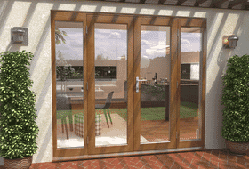 Climadoor Solid Oak French Doors 1500 Pair With 2 X 450mm Sidelights Image
