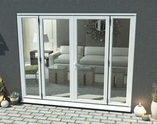 2400mm Part Q Compliant White Aluminium French Doors (1500mm Doors + 2 x 450mm Sidelights)
