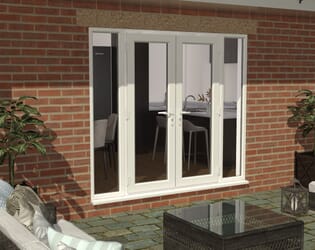 2100mm Part Q White UPVC French Doors (1500mm Doors + 2 x 300mm Sidelights)