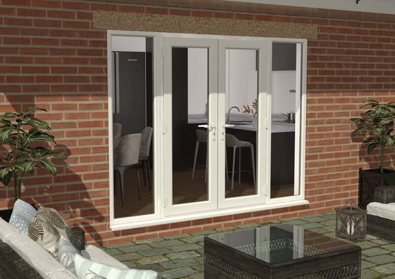 Climadoor 2700mm White Upvc French, Sliding French Doors With Sidelights