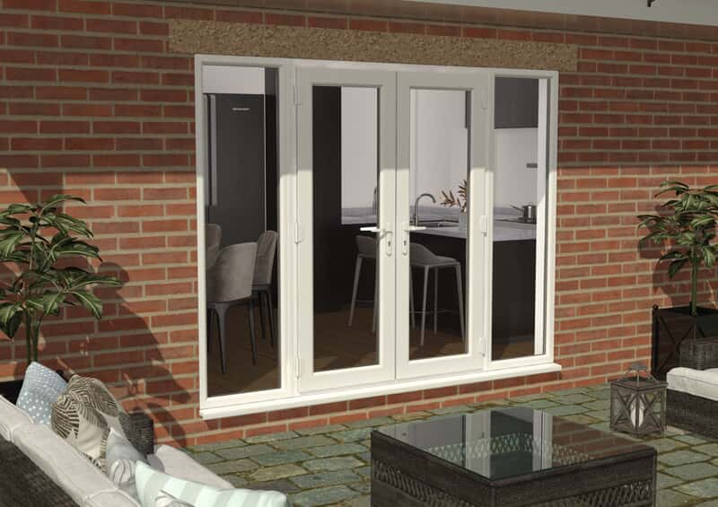 Climadoor 2700mm White Upvc French Doors 1500mm 2 X 600mm Sidelights Express Direct Climadoor 2700mm White Upvc French, French Patio Doors With Sidelights That Open