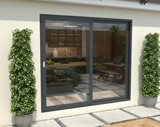 Part Q 2100mm Anthracite Grey Aluminium Sliding Doors LH Sliding / RH Fixed