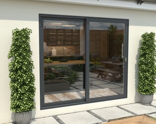 Part Q 2100mm Anthracite Grey Aluminium Sliding Doors RH Sliding / LH Fixed