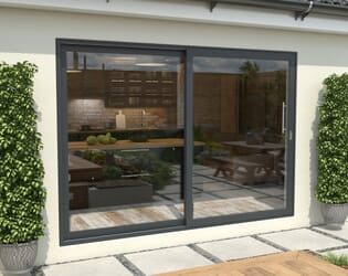 3000mm Anthracite Grey Aluminium Sliding Doors RH Sliding / LH Fixed